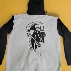 ☠️DEATHWISH Coffee Co Sweatshirt Unisex XL Grim Reaper Hoodie Fleece Grunge